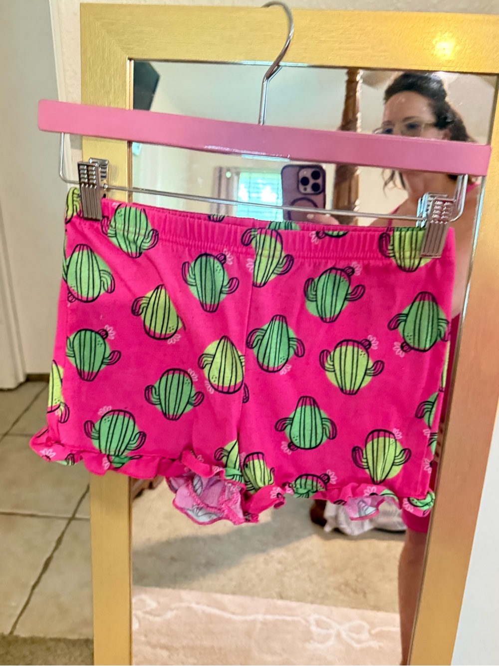 Target Bright Pink Cactus Ruffle Pajama Shorts. size (7-8) M
